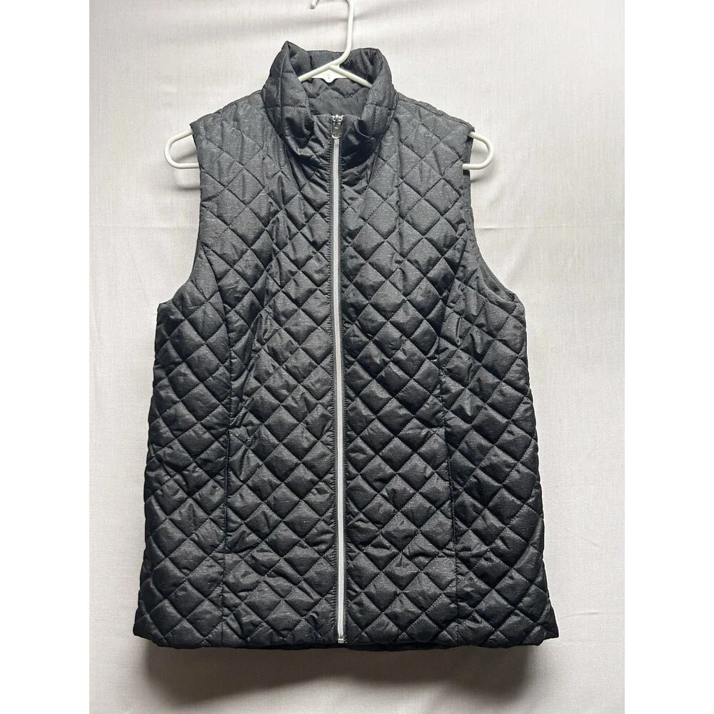 Banana Republic Women’s Quilted Puffer Vest Black Glimmer Size Medium